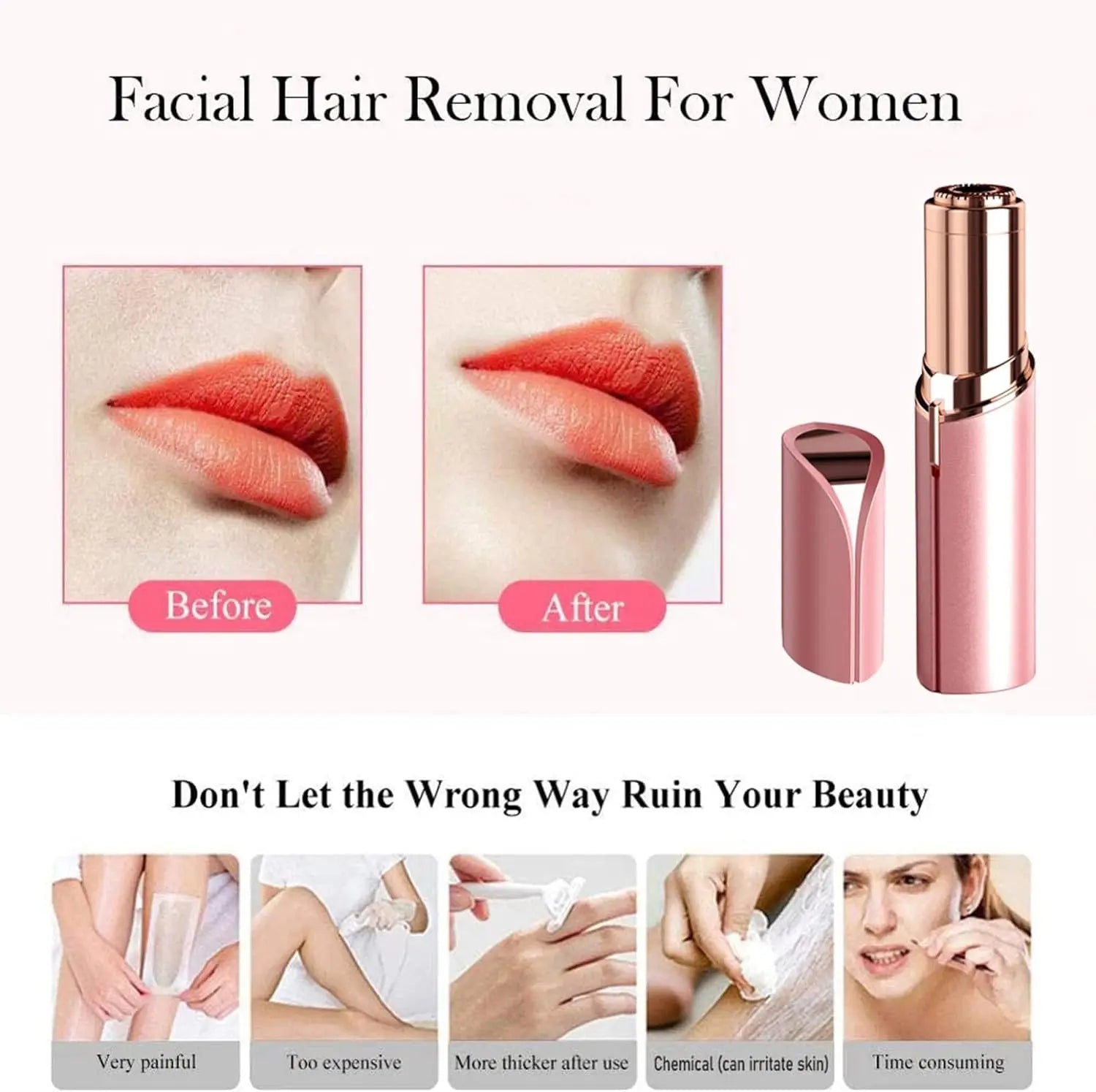 Mini Facial Hair Remover for Women

Achieve smooth, flawless skin in seconds with this portable electric hair remover. Gently removes unwanted hair from the face, lips, chin, underarms, and bikini area without irritation. Com